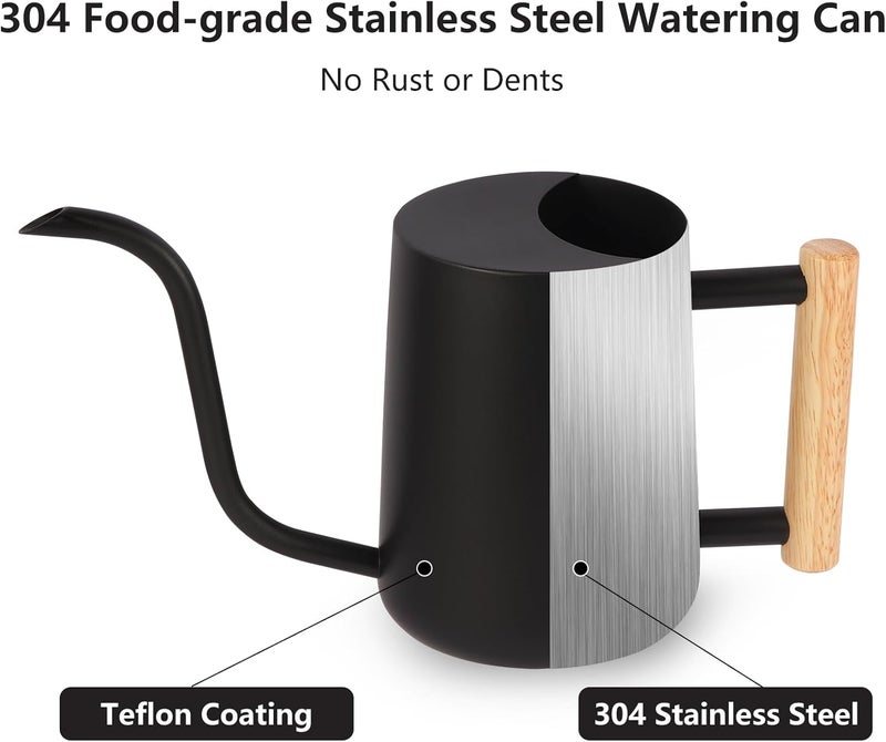 GUKJOB Plant Watering Can,35oz Metal Watering Can,Stainless Steel Indoor Plants with Long Curved Spout,Small Bonsai Outdoor Garden Modern Decorative(Black) - Image 5